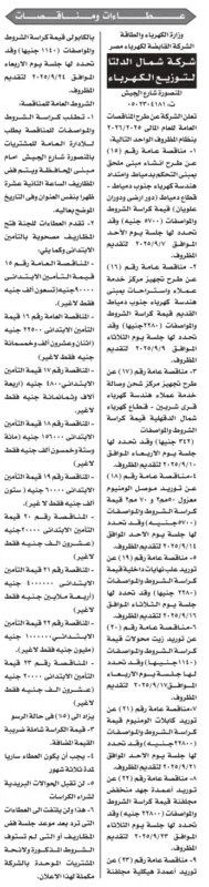 مناقصات شركة شمال الدلتا لتوزيع الكهرباء 2025 – التفاصيل الكاملة