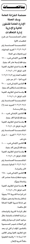 مناقصات مصلحة الخزانة العامة وسك العمل 12-09-2025