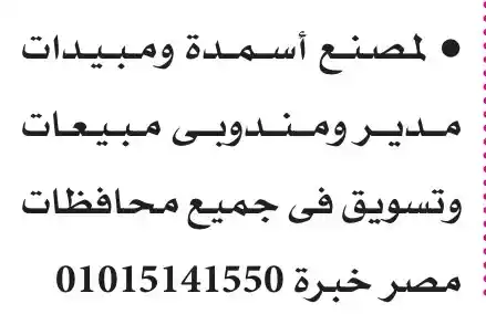 وظائف خالية في مصر اليوم – محاسبين، عمال نظافة، ومديري ومندوبي مبيعات لمصنع أسمدة - 2025