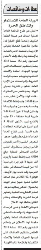 مناقصة عامة من الهيئة العامة للاستثمار لصيانة أنظمة التكييف