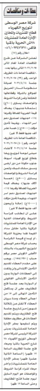 مناقصات لـ صيانة منظومة إنذار الحريق وإنشاء ميني لوحة توزيع من شركة مصر الوسطى لتوزيع الكهرباء - 2026 - التفاصيل وموعد الجلسات