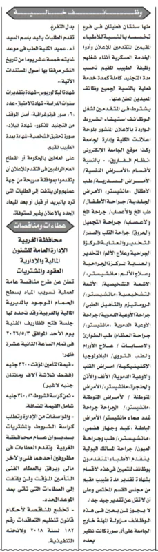 فتح باب التعيين لوظائف معيدين بكلية طب المنصورة لعام 2026