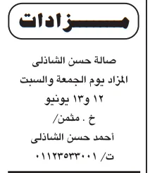 مزايدات الأندية ومراكز الشباب 2026 ومزاد بيع جبري للوحدات السكنية بالقاهرة