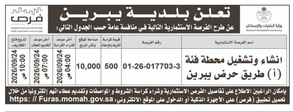 أكثر من 20 فرصة استثمارية جديدة تطرحها الجهات البلدية في السعودية - مشاريع متنوعة في الرياض وعسير والقصيم والحدود الشمالية